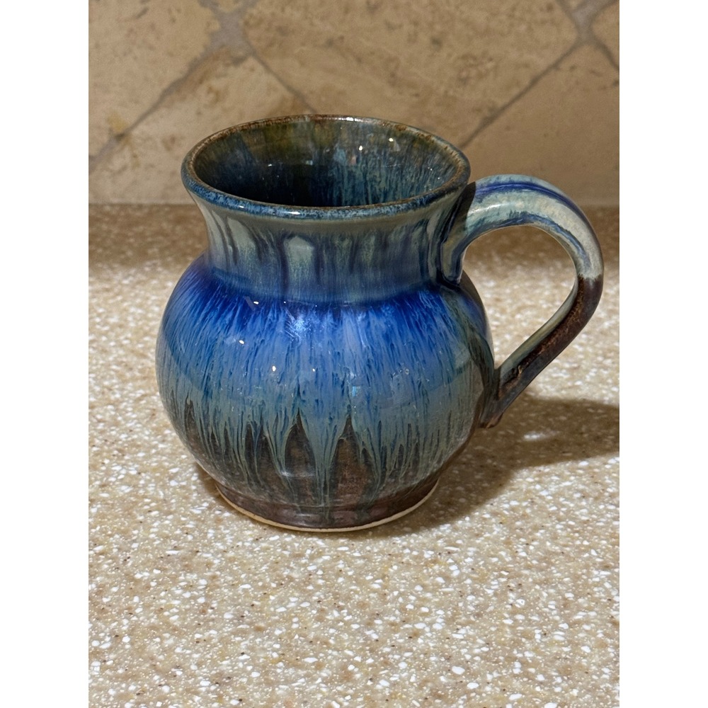 Blanket Creek Pottery Blue Drip Glaze Ceramic Mug Studio Art Stoneware Cup